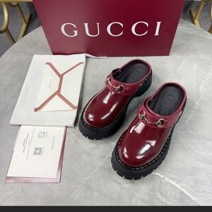 Gucci Women's Burgundy Leather Mules